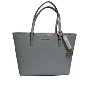 Michael Michael Kors Jet Set Carryall Tote Handbag In Pale Blue Medium NWT